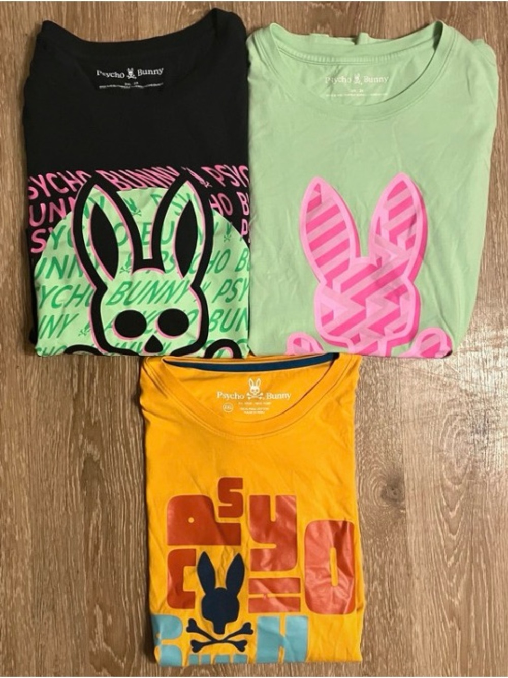 Lot of 3 Psycho Bunny Short Sleeve Crewneck Graphic T Shirts Size 2XL-2X